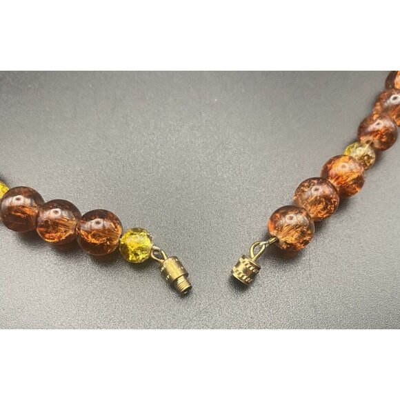 Vintage 1950's Necklace Foil Lucite Amber 7 mm Multicolor Bead 18" Barrel Clasp - Picture 3 of 7